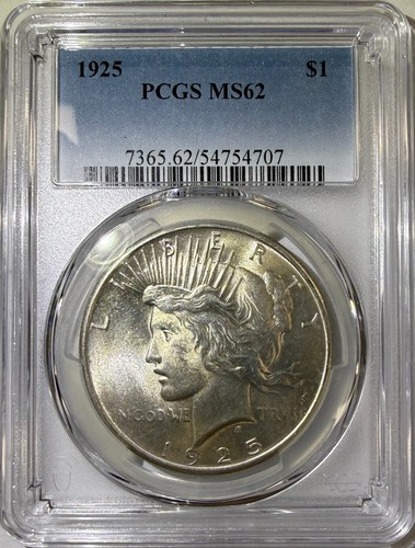 1925 $1 Peace Silver Dollar PCGS MS62 (707)