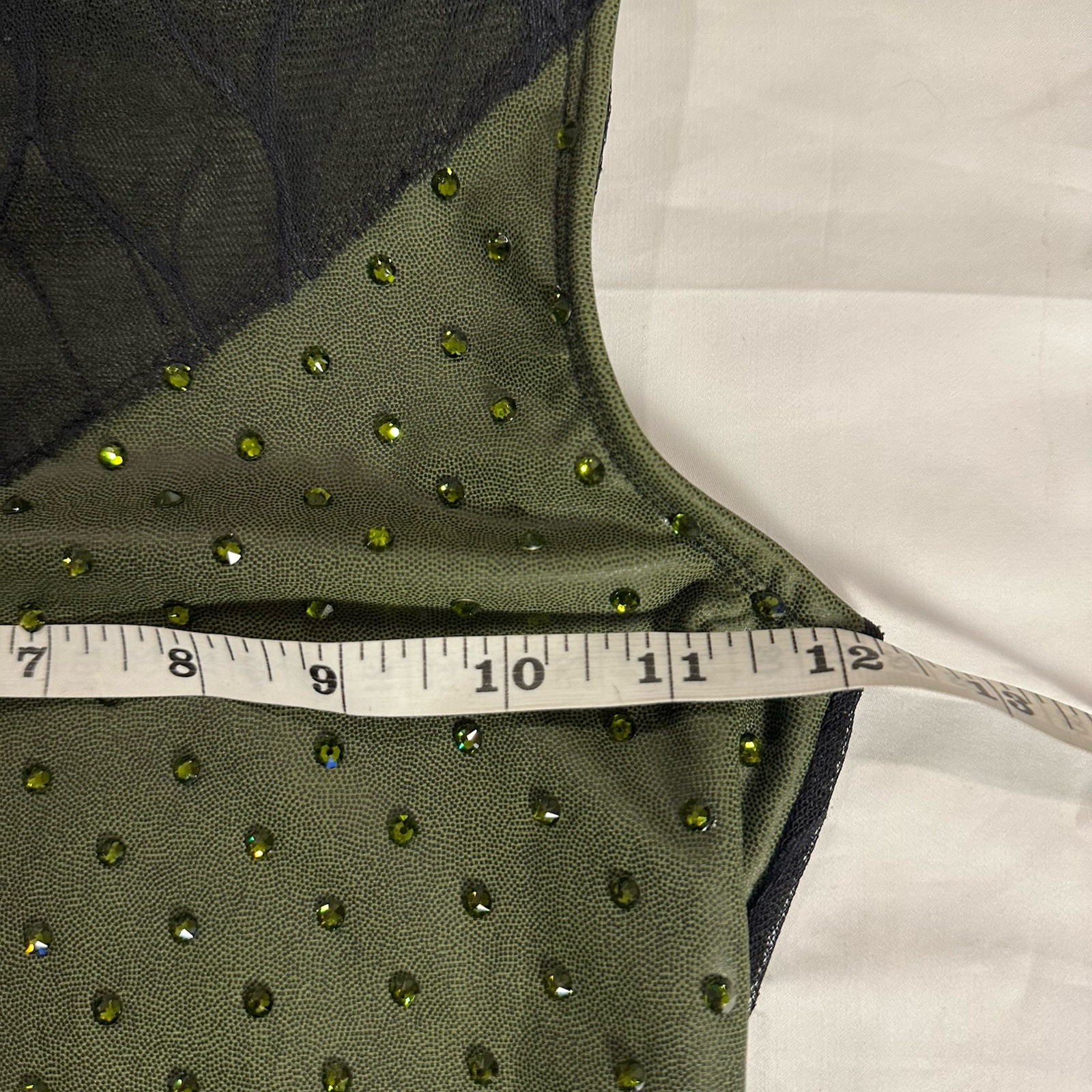 Green Black Patterned Mesh Custom Rhinestone Bike… - image 15