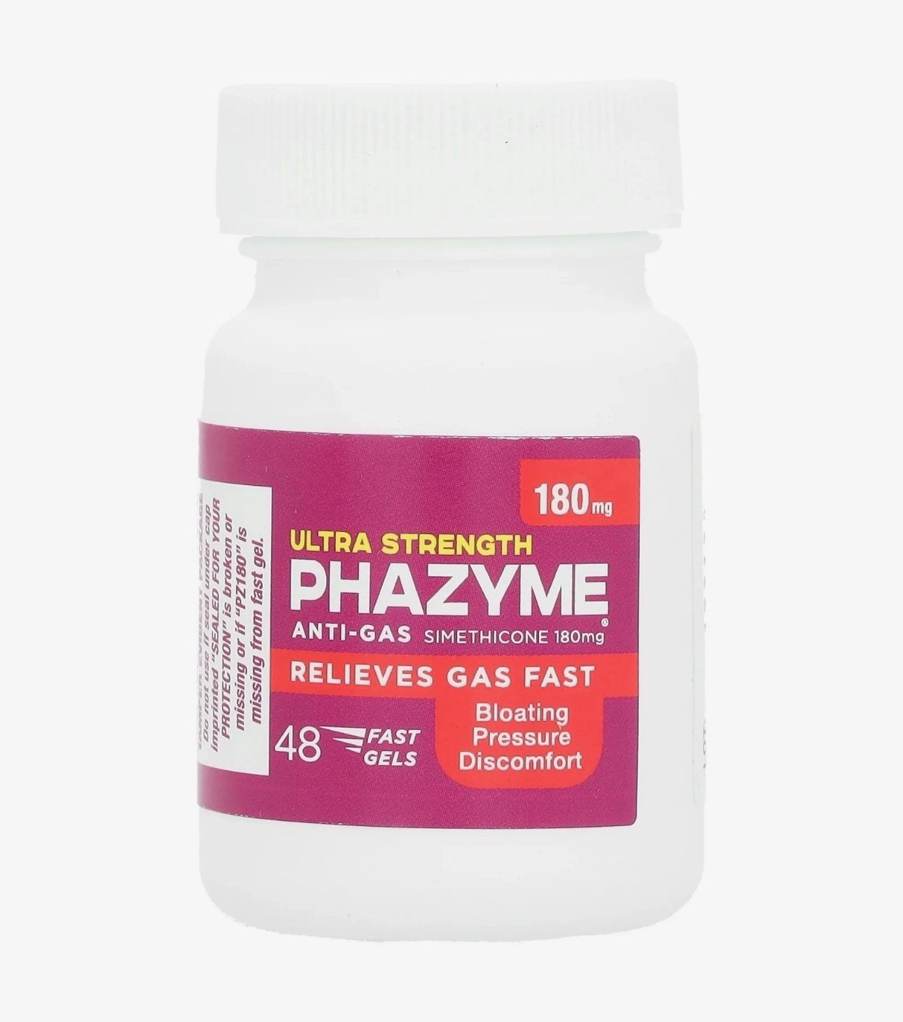 Phazyme Anti-Gas Simethicone, Ultra Strength, 180 mg, 48 Fast Gels - Exp 06/2026