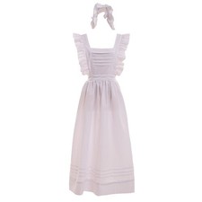 GRACEART Edwardian Victorian Maid Pinafore Apron (Pure One Size, Pure Cotton 