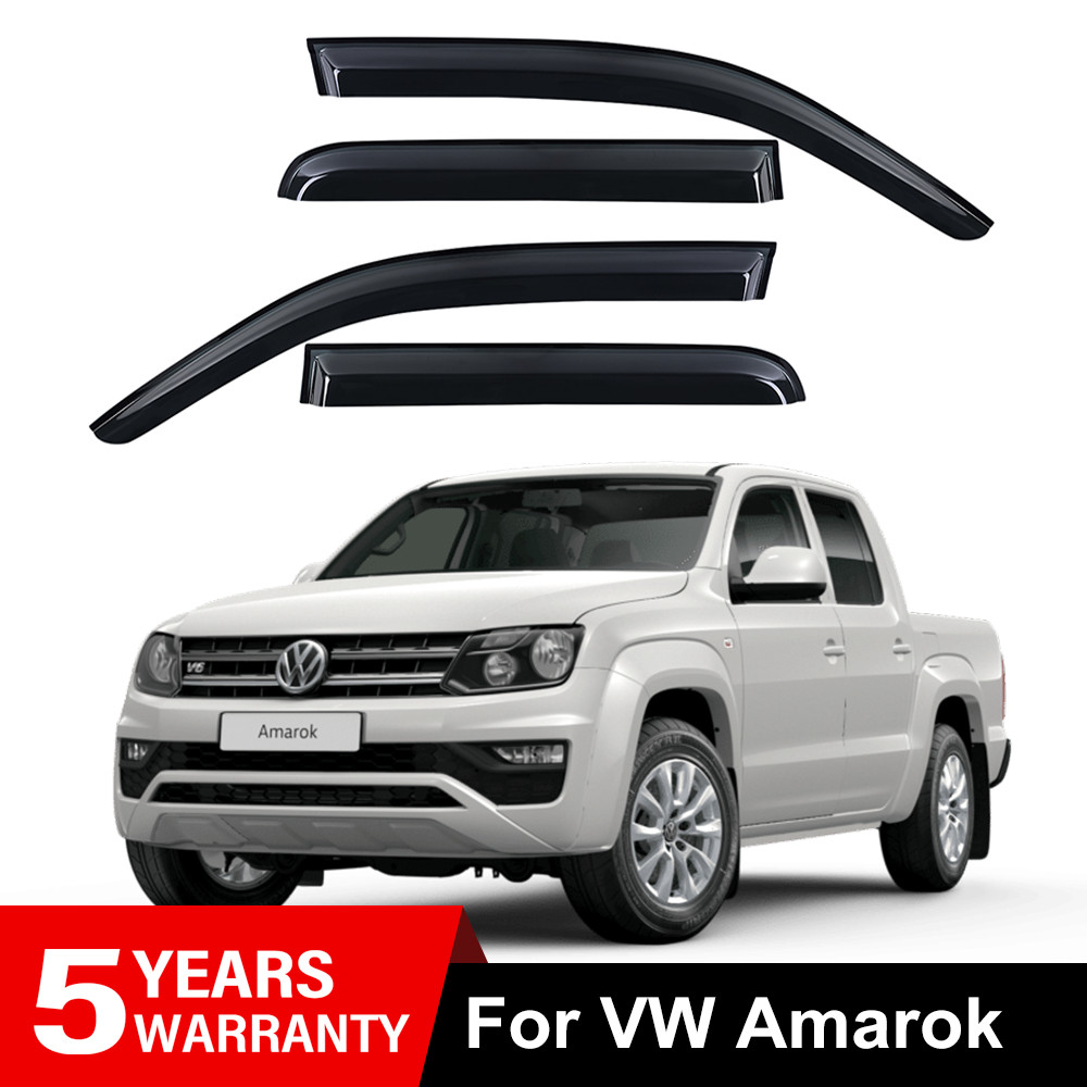 4PC Smoke Tinted Wind Deflector Rain Guard for VW Amarok 2010-2022 4Door Pickup