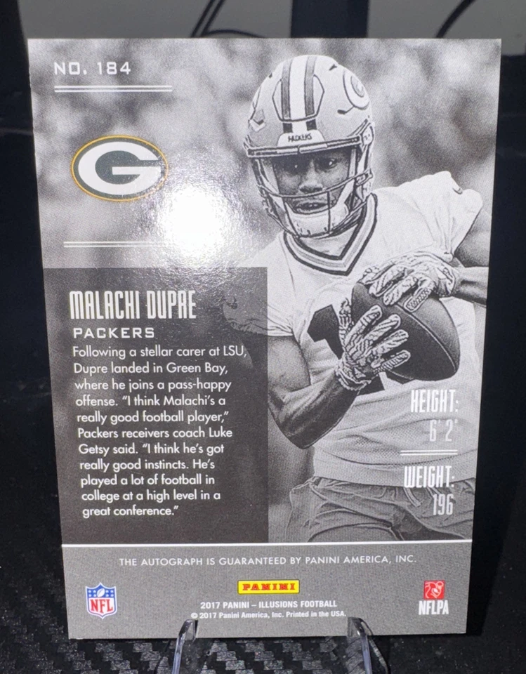 2017 Panini Illusions Rookie Signs Malachi Dupre Trophy Collection Red /50 AU,RC - Image 4 of 4