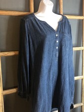 Express Women's Size L Blue Denim Dress Tunic Pullover Cotton