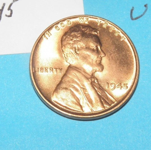 1945     LINCOLN WHEAT CENT   CHOICE RED UNCIRCULATED  #4