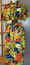 Live 4 Truth Tropical Shirt Maxi Dress Sz L Yellow Red Flowy Festive Boho Beach