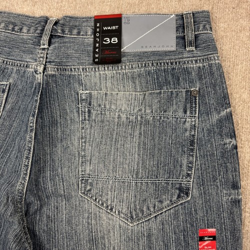 Sean John Jeans Mens 38x34 Marcus Slim Straight Fit Denim Whiskered Classic NWT - Picture 16 of 19