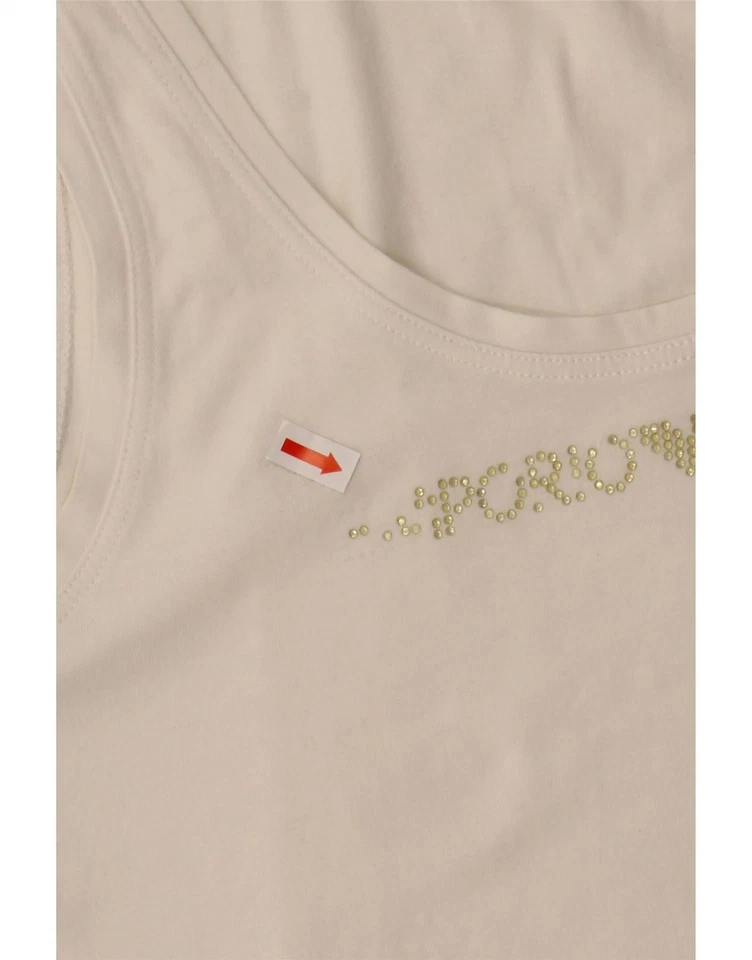 Chaleco Top EMPORIO ARMANI Mujer Gráfico Reino Unido 8 Pequeño Blanco Algodón BX04 Foto 3 de 4