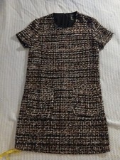 Forever 21 Tweed Short Sleeve Shift Multi Color Womens Dress Sz Small Work
