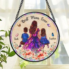 Personalized Mom Faux Stained Glass Suncatcher Mother's Day Birthday Gift Mom