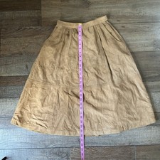 VINTAGE West Bay Size 8 Tan Lamb Suede A-Line Midi Skirt High Waist Lined 39728