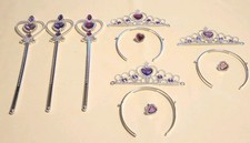 New lot of Kids Princess Tiara, Ring, Heart Wand Sets Lt. Pink, Purple, Hot Pink