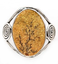 Natural Psilomelane Dendrite German 925 Sterling Silver Ring Sz 6.5