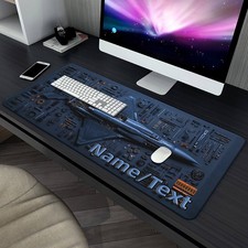 40 90cmCustomize Your NameText,XXL Gaming Mouse Pad with Fighter Jet Design,