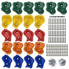 22 Assorted Deluxe Rock Climbing Holds for Kids - Outdoor Climbing Stones Kit...