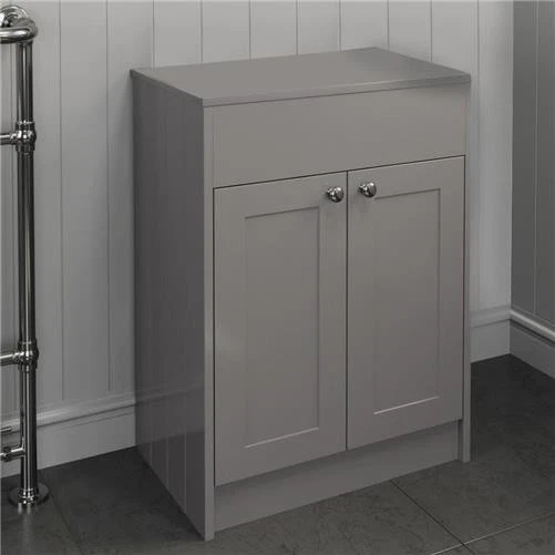 600mm Grey Traditional Bathroom Countertop Vanity Unit Floor Standing Doors - Image 4 of 4