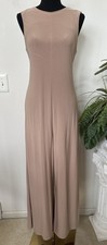 Norma Kamali Timeless Sleeveless Wide Leg Beige Nude Jumpsuit Size Large