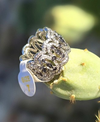 BP OG Size 7 ''She's Glamorous Darling'' Black Ice Crystal Rhodium Plating