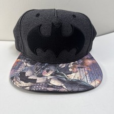 Batman DC Ball Cap Black Snapback Patch Bat Logo Flat Comic Scene Batman