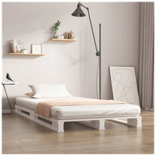 Pallet Bed Frame White 100x200 cm Solid Pine Wood Modern Minimalist Low Platform