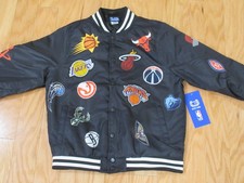 NBA Basketball All Teams Logo Patches Youth Boys Varsity Bomber Jacket 10/12 NWT