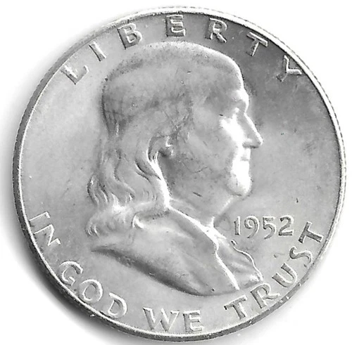 1952-S FRANKLIN HALF DOLLAR SILVER 50C HIGH CHOICE AU NEAR FULL BELL LINES