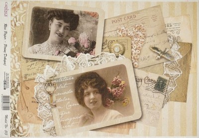 Cadence A4 Reispapier Vintage Postkarten Victorian Ladies Decoupage Model No 513