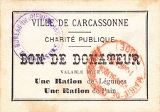 Frankreich - Carcassonne Lebensmittelkarte Gutschein 1915-1921