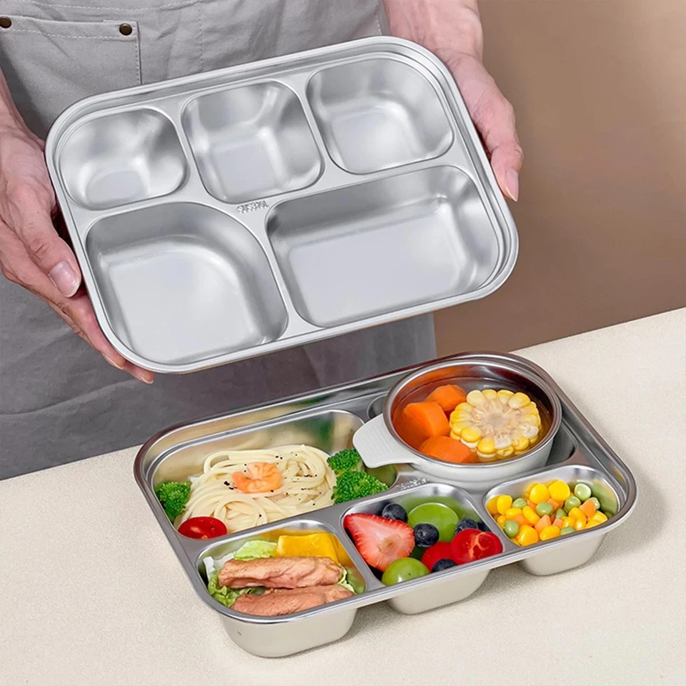 Contenedor de comida sellado para ensalada de frutas y ensaladas de 4/5 rejillas 304 de acero inoxidable Bento Foto 3 de 4