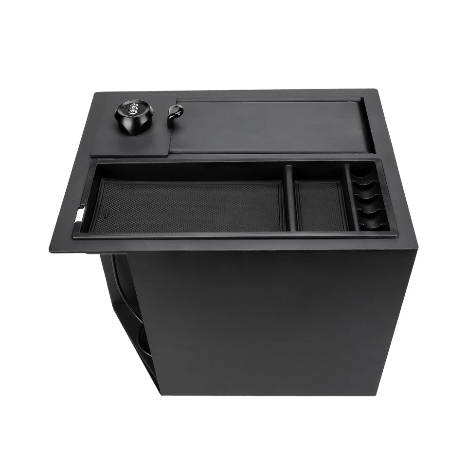 For Toyota Tundra 2014-21 Upgraded Center Console Gun Safe Lock Box W/Tray & LED - Image 3 of 4