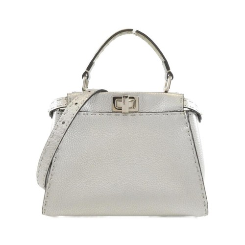 Fendi Selleria Peekaboo Mini Bag Calf Silver Hardware 8BN244 5QG