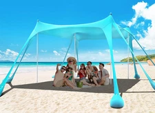 Osoeri Beach Tent, Camping Sun Shelter UPF50+ with 8 10 x 10ft, Cyan 