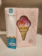 Light up Journal Notebook  Ice cream Cone Design, Pink Furry Cover Pen and Gear