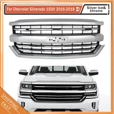 Silver Ice Bumper Grille Chrome For 16-18 Chevrolet Silverado 1500 High Country