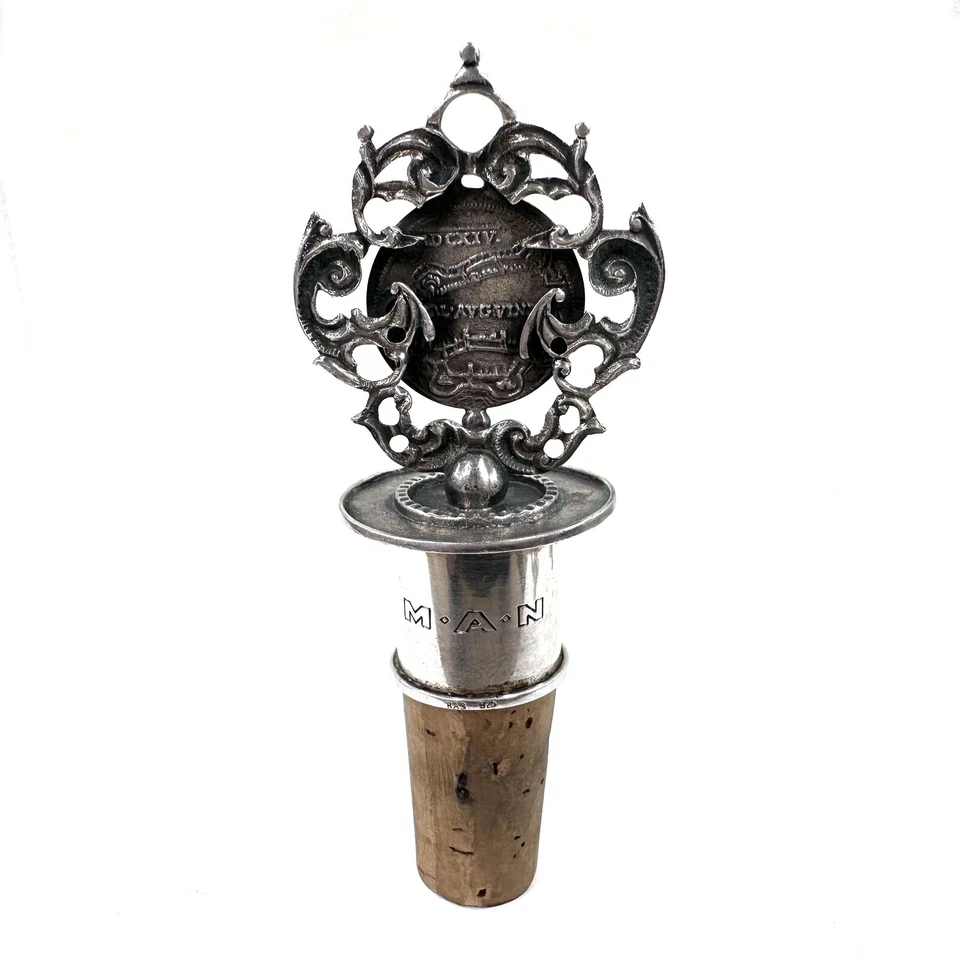 Blachian Antik Schmuck 925 Sterling Silver Bottle Stopper W/ Cork - 103.5mm - image 2 of 4