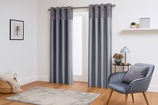 Curtains Crushed Velvet Top With Faux Silk Base - Eyelet Ring Top - Fully Lined