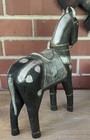 Wooden Horse Hand Carved Silver Hearts India Folk Art Vintage Home Decor Gift — photo 4