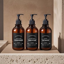 Hand Pump Lotion Bottle With Labels Refillable Soap Dispenser Shampoo Sanitizer