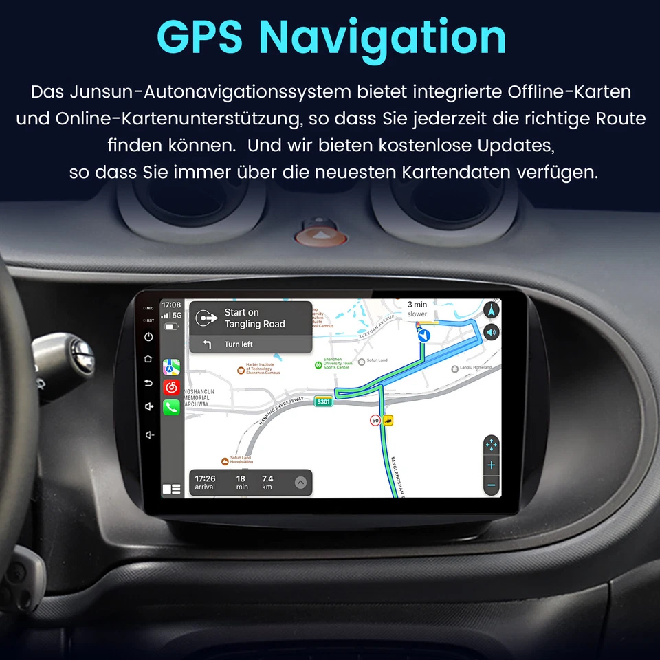 Für Smart Forfour Fortwo 453 Carplay Android Autoradio GPS NAVI BT DAB+ 6+128GB - Bild 4 von 4
