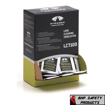 PYRAMEX LCT100 LENS CLEANING WIPES TOWELETTES ANTI-FOG ANTI-STATIC (100 PER BOX)