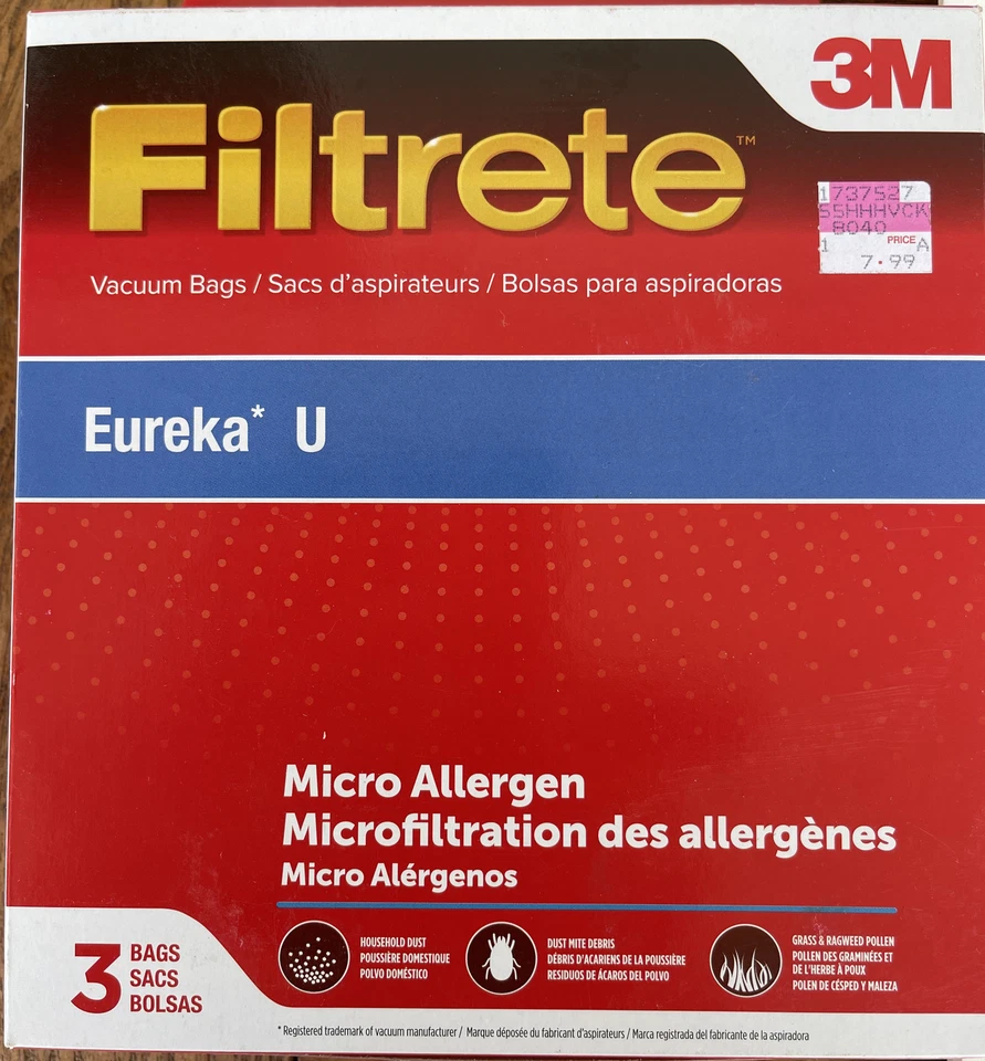 Filtrete 3M Type U Micro Allergen Vacuum Bags 5 Bags Eureka 7600 7700 7900 9000 - Image 3 of 4