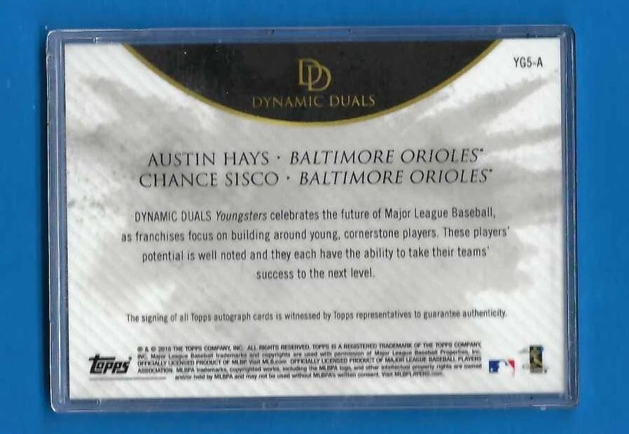 Austin Hays & Chance Sisco Dual Autograph 2018 Dynamic Duals Youngsters RC - Image 4 of 4