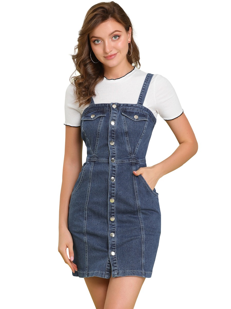 denim suspender skirt dress Ren Xiaoyi Retro Blue Denim Suspender Skirt Female 2023 Autumn New Hig   Lee Nhi Boutique