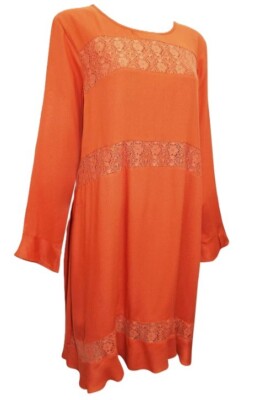 NEU COC  ORANGE/ROST VISKOSE SPITZE ABGESETZT KLEID ~ LONGLINE TOP   14 16 18