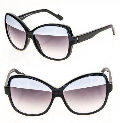 Alain Mikli Courreges Thick Butterfly Sunglasses Black White Brow CL1306 CAT 02