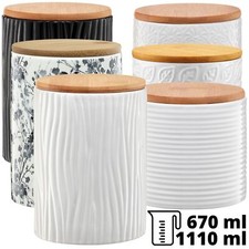 Vorratsdose Keramikdose Holzdeckel Vorratsbehälter Behälter Dose 670 ml / 1,11 L