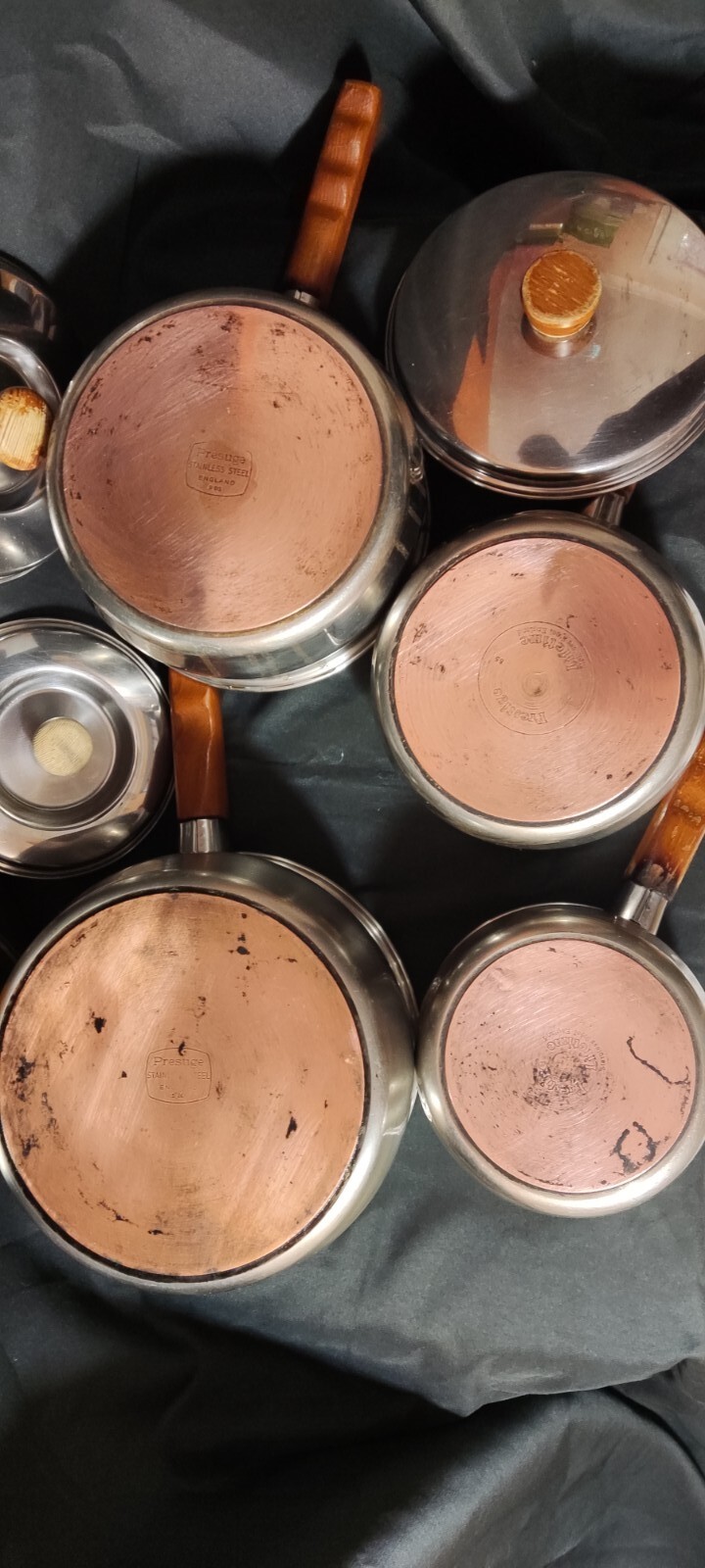 Vintage "Prestige" Set of 4 Saucepans & Lids with Copper Bases eBay