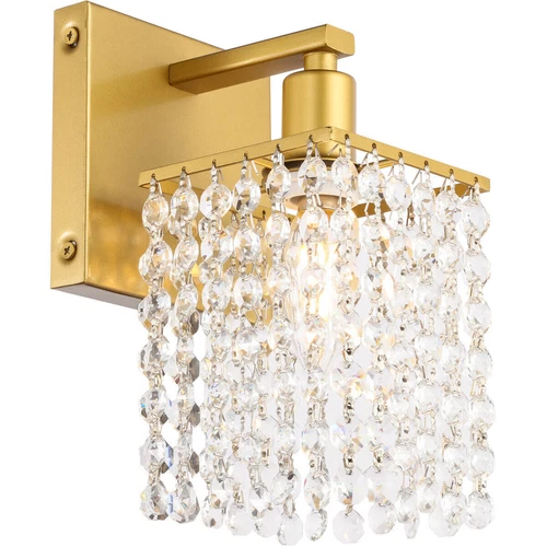 Crystal Wall Sconce Light Fixture Bathroom Vanity Foyer Dining Room Brass Color - Picture 5 of 12