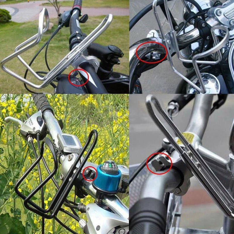 Motorcycle Parts Handlebar Monut Water Drink Cup Bottle Holder Accessories Black - Image 4 of 4