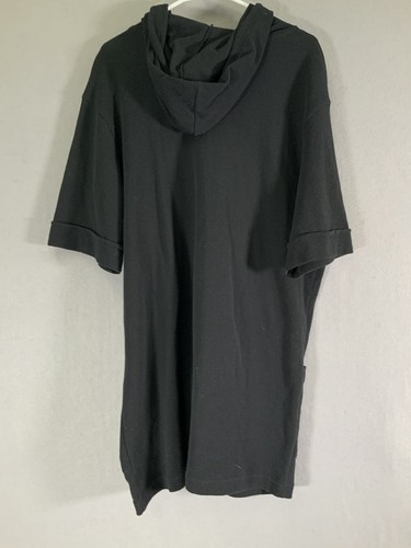 Dotti Womens Large Hooded Sweater Cover Up Knit Black Short Sleeve Zippered - Picture 7 of 9