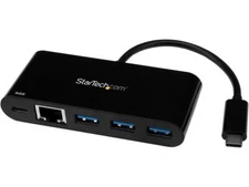 StarTech.com USB-C to Ethernet Adapter with 3-Port USB 3.0 Hub and Power